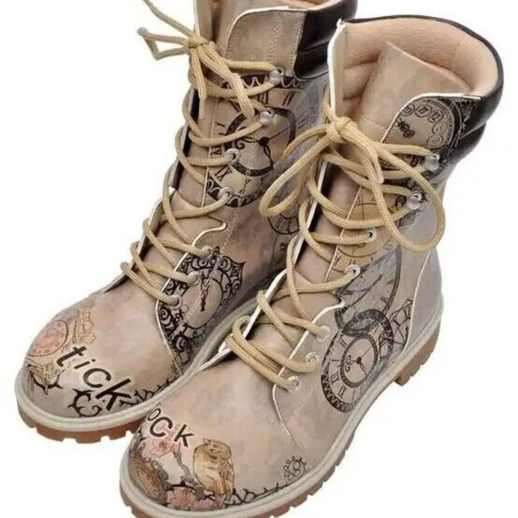 dogo Shoes Dogo Germany Womens Vegan Leather Ankle Boots Tick Tock